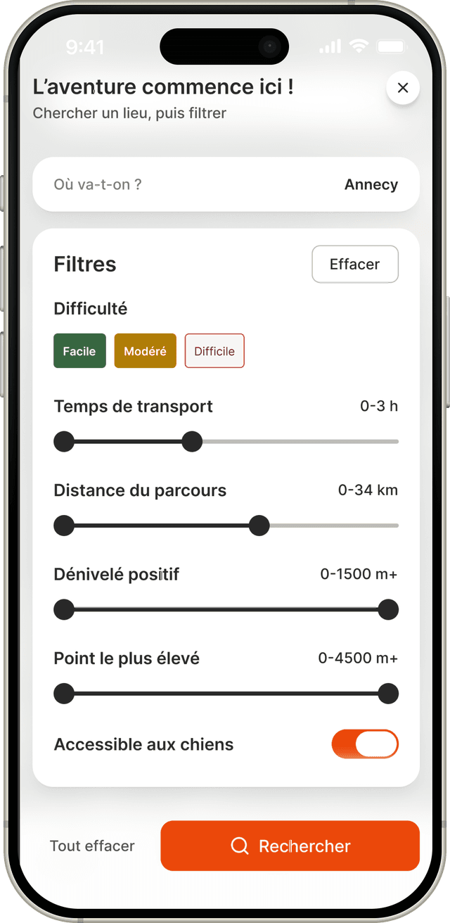 Névé Filtres de Recherche