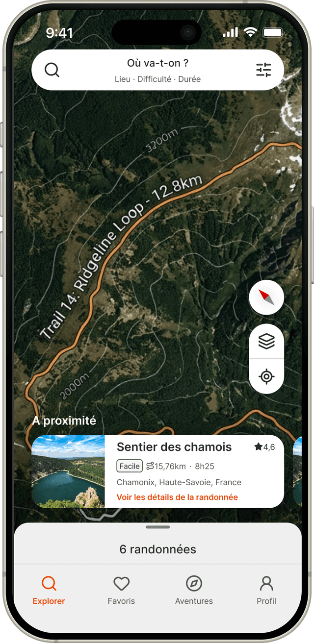 Névé Carte et Itinéraire