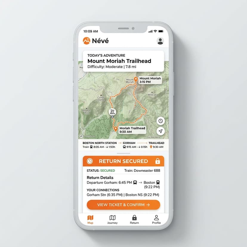 Interface de l'application mobile Névé